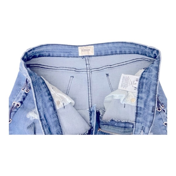 Hudson Distressed Denim Mini Skirt with Side Lace-Up Detail Size Girls 16 - Picture 5 of 9